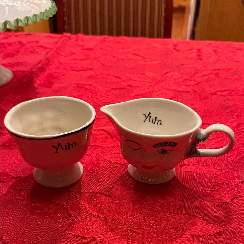 Set of Vintage 1996 limited edition Baileys Winking Face creamer and sugar bowl